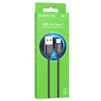 Кабель USB BOROFONE BX87 Sharp USB - Type-C, 3A, 1 м, черный