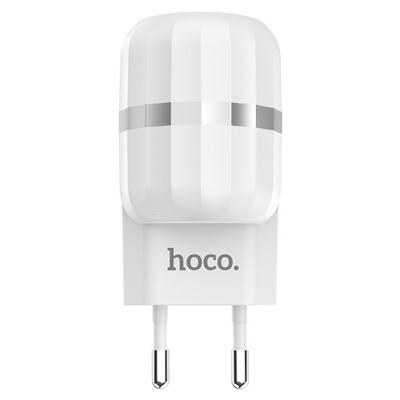 Сетевое зарядное устройство HOCO C41A Wisdom 2xUSB, 2.4A, 10.8W, белый
