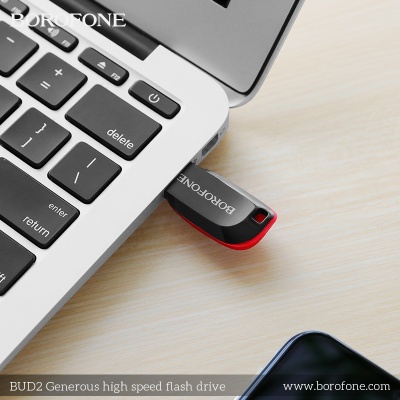 USB флеш-накопитель BOROFONE BUD2, USB 2.0, 8GB, черный