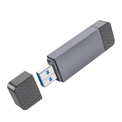 Переходник/Адаптер HOCO HB45 Spirit 2 в 1 USB3.0 (m) / Type-C (m) - TF/SD, черный
