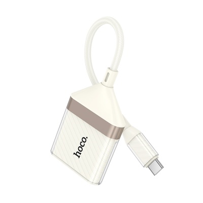 Переходник/Адаптер HOCO UA40A Card reader Type-C (m) - TF/SD, 14 см, белый