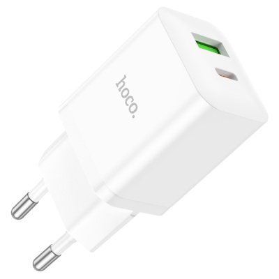 Сетевое зарядное устройство HOCO N28 Founder 1xUSB + 1xUSB-C, 20W, белый