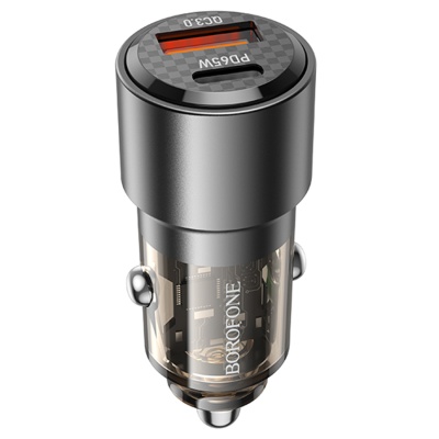 Автомобильное зарядное устройство BOROFONE BZ20A Smart, 1xUSB + 1xUSB-C, 83W, черный