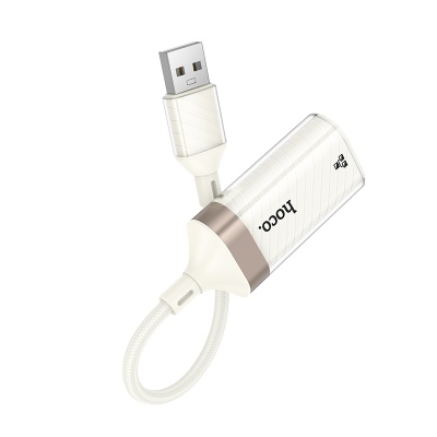 Переходник/Адаптер HOCO UA41 Crystal USB (m) - RJ45 (f), 15 см, белый