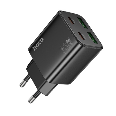Сетевое зарядное устройство HOCO N56 Fundador 2xUSB + 2xUSB-C, 3A, 30W, черный