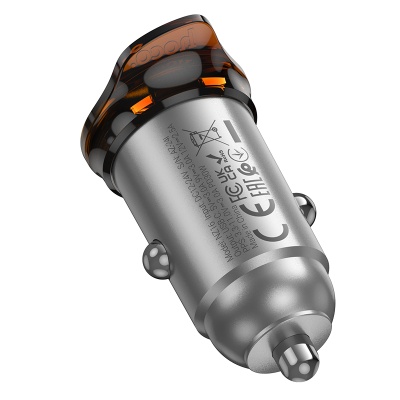 Автомобильное зарядное устройство HOCO NZ16 Rigorous, 1xUSB-C, 30W, серый металлик