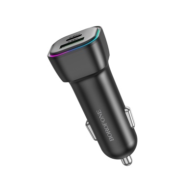 Автомобильное зарядное устройство BOROFONE BZ28A Trophie, 1xUSB + 1xUSB-C, 3A, 30W, черный