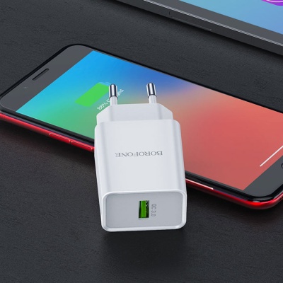 Сетевое зарядное устройство BOROFONE BN5 Jingrui single 1xUSB, 3.0A, 18W, белый