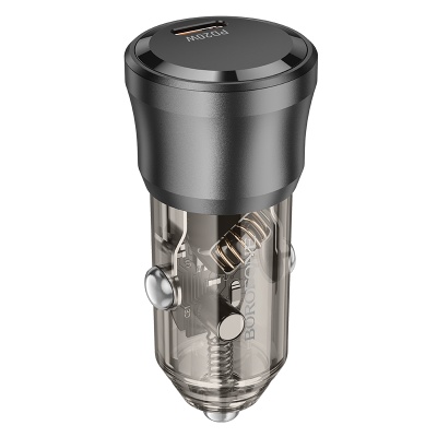 Автомобильное зарядное устройство BOROFONE BZ24 Clever, 1xUSB-C, 20W, прозрачный черный