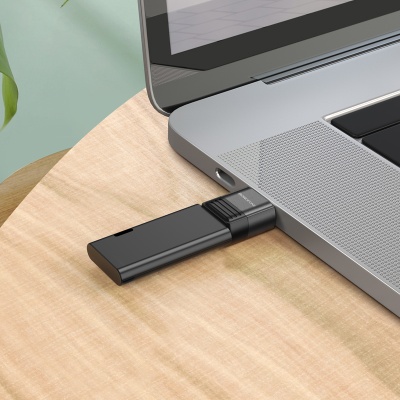 Переходник/Адаптер BOROFONE BV18 USB (m) - Type-C (f), черный