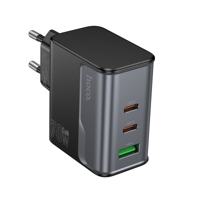Сетевое зарядное устройство HOCO CS75A Star 1xUSB + 2xUSB-C, 70W, черный