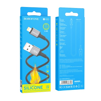 Кабель USB BOROFONE BX83 Famous USB - Lightning, 2.4А, 1 м, черный