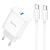 Сетевое зарядное устройство HOCO C104A Stage 1xUSB-C с Кабелем Type-C - Type-C, 20W, белый