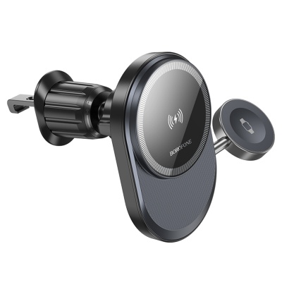 Автомобильный держатель BOROFONE BH219 Fine, магнитный с беспроводной зарядкой, 15W, на воздуховод, черный