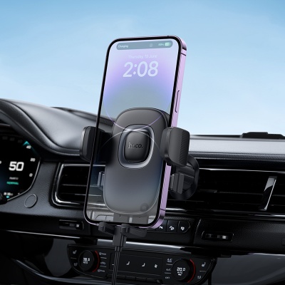 Автомобильный держатель HOCO H75 Crown, зажимной, на воздуховод, черный+серый металлик