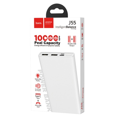 Портативный аккумулятор HOCO J55 Neoteric, 2A, 10000 мА⋅ч, белый