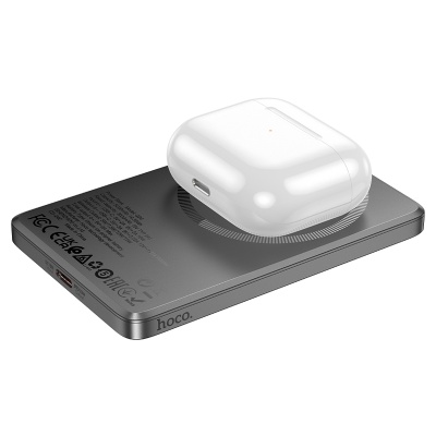 Портативный аккумулятор HOCO Q26 Joy, с беспроводной зарядкой, 20W, 5000 мА⋅ч, серый металлик
