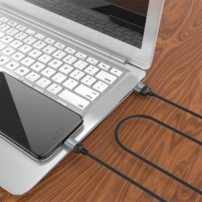 Кабель USB BOROFONE BX28 Dignity USB - Type-C, 3A, 1 м, серый металлик