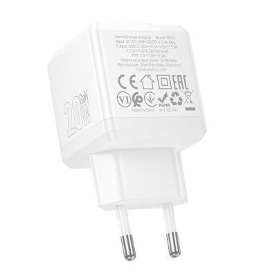 Сетевое зарядное устройство BOROFONE BN18 Intenso 1xUSB-C, 20W, белый