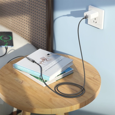 Переходник/Адаптер HOCO U107 Type-C (m) - Type-C (f), 1.2 м, черный