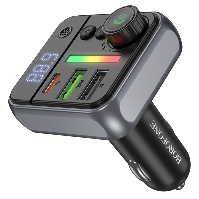 Автомобильное зарядное устройство с FM-Трансмиттер BOROFONE BC50 Ascenso, 2xUSB + 1xUSB-C, 0.5A, 38W, черный