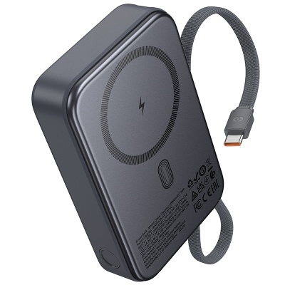 Портативный аккумулятор HOCO Q44A Origen, с беспроводной зарядкой, 45W, 20000 мА⋅ч, серый металлик