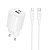 Сетевое зарядное устройство BOROFONE BA104A Pudding 1xUSB + 1xUSB-C с Кабелем Type-C - Lightning, 3A, 20W, белый