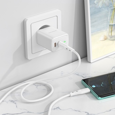 Сетевое зарядное устройство BOROFONE BN9 Reacher 2xUSB-C с Кабелем Type-C - Type-C, 35W, белый