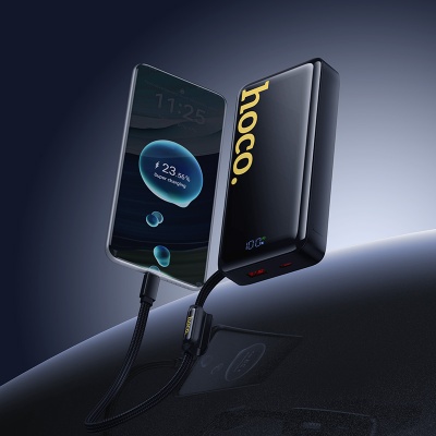 Портативный аккумулятор HOCO Q45 Worrier, встроенный кабель Type-C, 22.5W, 10000 мА⋅ч, белый