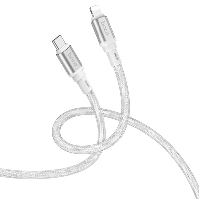 Кабель USB-C HOCO X98 Crystal ice Type-C - Lightning, 20W, 1 м, серебристый