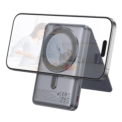 Портативный аккумулятор HOCO Q46 Title, с беспроводной зарядкой, 20W, 5000 мА⋅ч, серый металлик