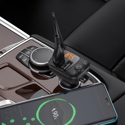 Автомобильное зарядное устройство с FM-Трансмиттер BOROFONE BC41 Eminency, 2xUSB, 1A, 18W, черный