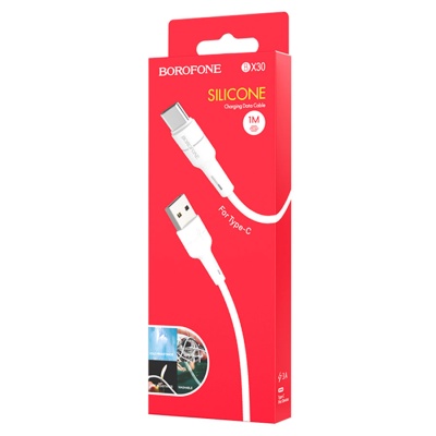 Кабель USB BOROFONE BX30 Silicone USB - Type-C, 2.4А, 1 м, белый