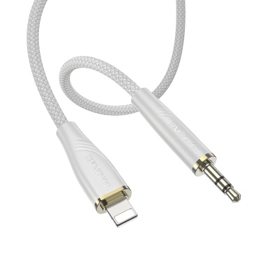 Аудиокабель BOROFONE BL23 Refinado AUX Jack 3,5 (m) - Lightning (m), 1 м, серый