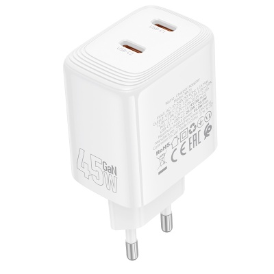Сетевое зарядное устройство BOROFONE BN31 Cargador 2xUSB-C, 45W, белый
