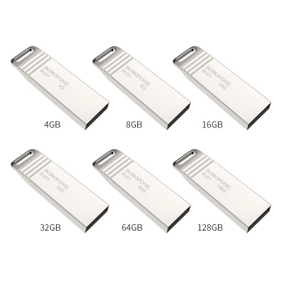 USB флеш-накопитель BOROFONE BUD1 Nimble, USB 2.0, 128GB, серебристый