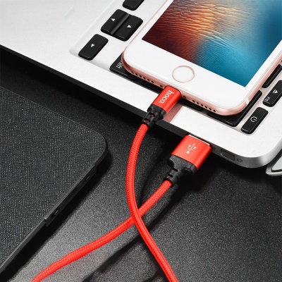 Кабель USB HOCO X14 Times speed USB - Lightning, 2А, 1 м, красный+черный