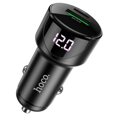 Автомобильное зарядное устройство HOCO Z42 Light, 1xUSB + 1xUSB-C, 20W, черный