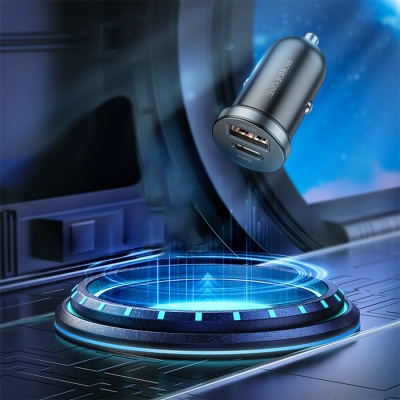 Автомобильное зарядное устройство BOROFONE BZ22 Scenery, 1xUSB + 1xUSB-C, 30W, черный