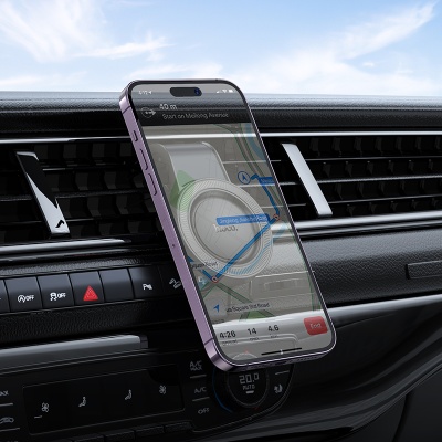 Автомобильный держатель HOCO H59 Show Ring, магнитный, на воздуховод, черный+серый металлик