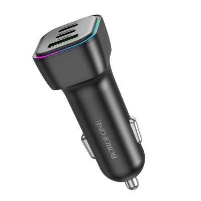 Автомобильное зарядное устройство BOROFONE BZ28C Trophie, 1xUSB + 2xUSB-C, 3A, 60W, черный