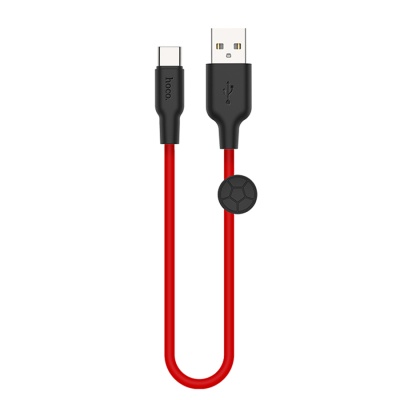 Кабель USB HOCO X21 Plus Silicone USB - Type-C, 3A, 25 см, красный+черный