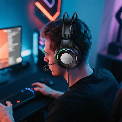 Проводные наушники BOROFONE BO112 Wave, USB+Jack 3.5mm, 2 м, черный