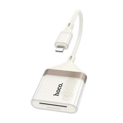 Переходник/Адаптер HOCO UA40 Card reader Lightning (m) - TF/SD, 14 см, белый