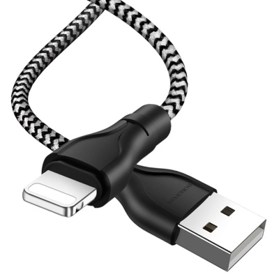 Кабель USB BOROFONE BX39 Beneficial USB - Lightning, 2.4А, 1 м, черный+белый