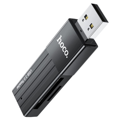 Переходник/Адаптер HOCO HB20 Mindful 2 в 1 USB2.0 (m) - TF/SD, черный