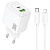 Сетевое зарядное устройство HOCO CS55A Surplus 1xUSB + 1xUSB-C с Кабелем Type-C - Lightning, 30W, белый