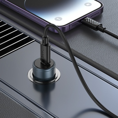 Автомобильное зарядное устройство HOCO Z57 Glorious, 1xUSB-C, 30W, серый металлик