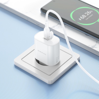 Сетевое зарядное устройство BOROFONE BA82A Platinum 1xUSB-C с Кабелем Type-C - Type-C, 25W, белый