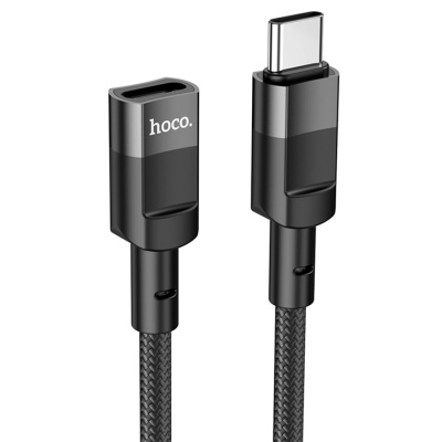 Переходник/Адаптер HOCO U107 Type-C (m) - Type-C (f), 1.2 м, черный